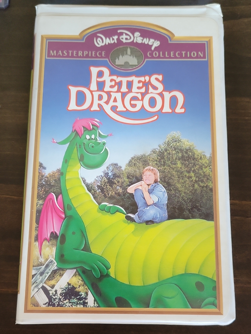 Disney Pete's Dragon VHS with Bright Green Dragon and Pink Accents